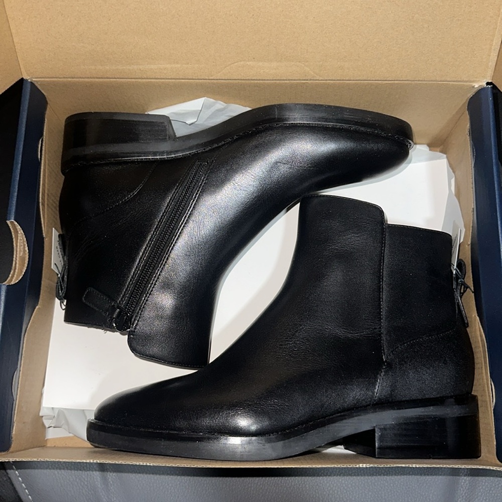 🔥🔥🔥NEW Cole Haan Ramona Black Leather Waterproof Ankle Boots